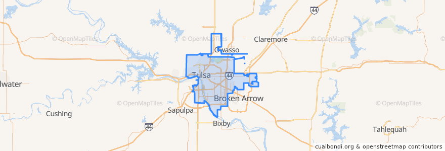 Mapa de ubicacion de Tulsa.