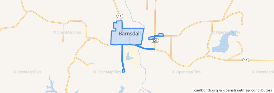 Mapa de ubicacion de Barnsdall.