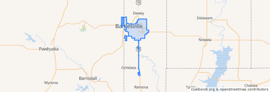 Mapa de ubicacion de Bartlesville.