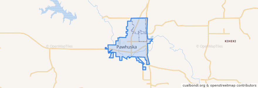Mapa de ubicacion de Pawhuska.