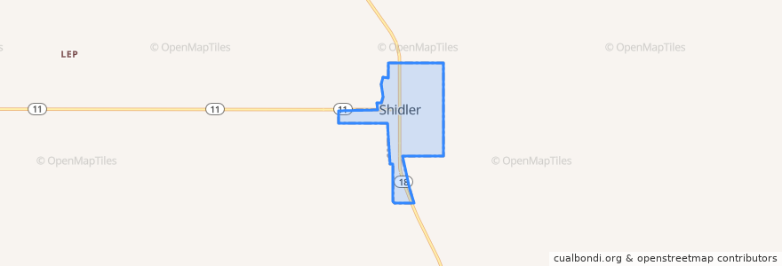 Mapa de ubicacion de Shidler.