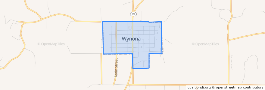 Mapa de ubicacion de Wynona.