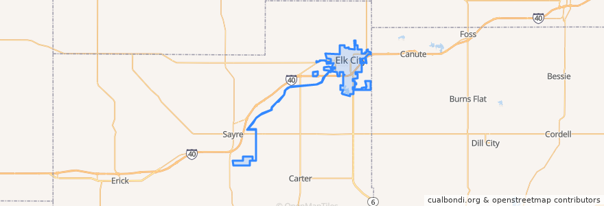 Mapa de ubicacion de Elk City.