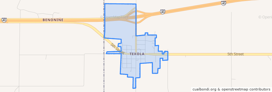 Mapa de ubicacion de Texola.