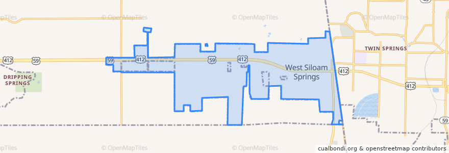 Mapa de ubicacion de West Siloam Springs.