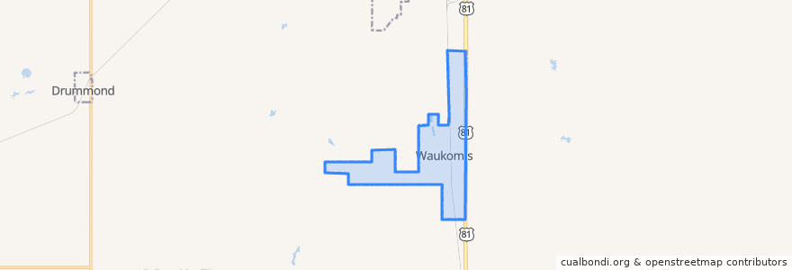 Mapa de ubicacion de Waukomis.