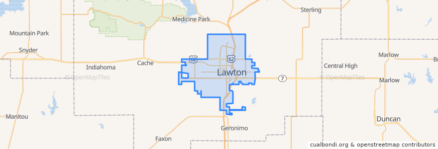 Mapa de ubicacion de Lawton.