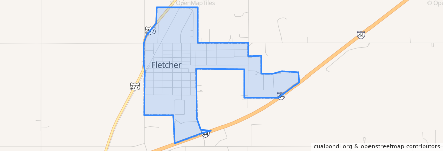 Mapa de ubicacion de Fletcher.