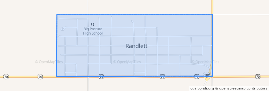 Mapa de ubicacion de Randlett.