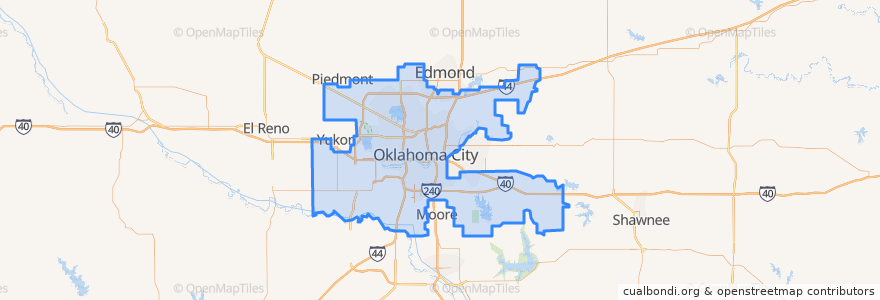 Mapa de ubicacion de Oklahoma City.