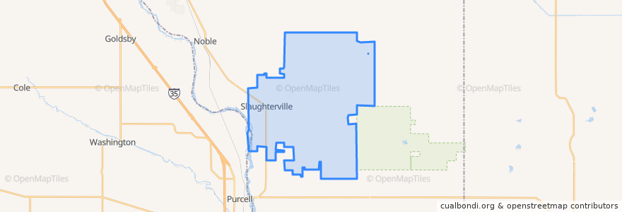 Mapa de ubicacion de Slaughterville.