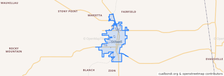 Mapa de ubicacion de Stilwell.