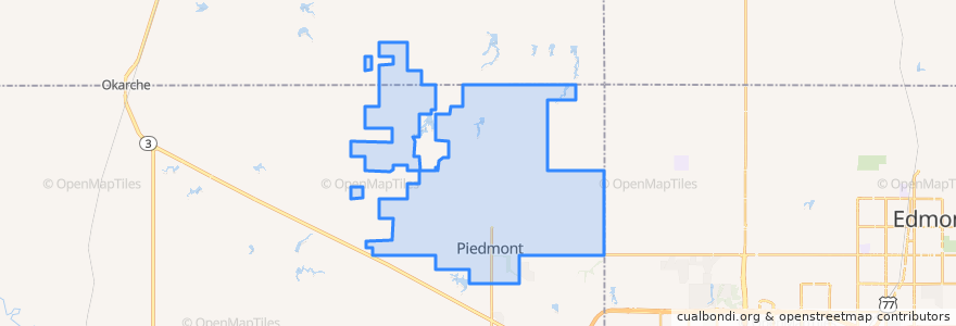 Mapa de ubicacion de Piedmont.