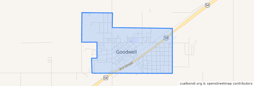 Mapa de ubicacion de Goodwell.