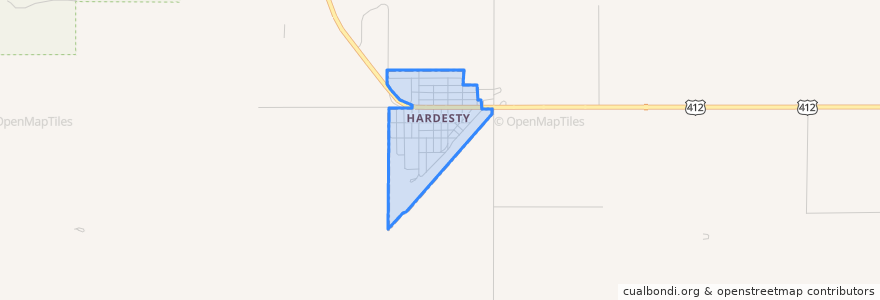 Mapa de ubicacion de Hardesty.