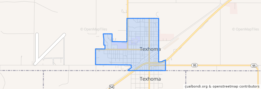 Mapa de ubicacion de Texhoma.