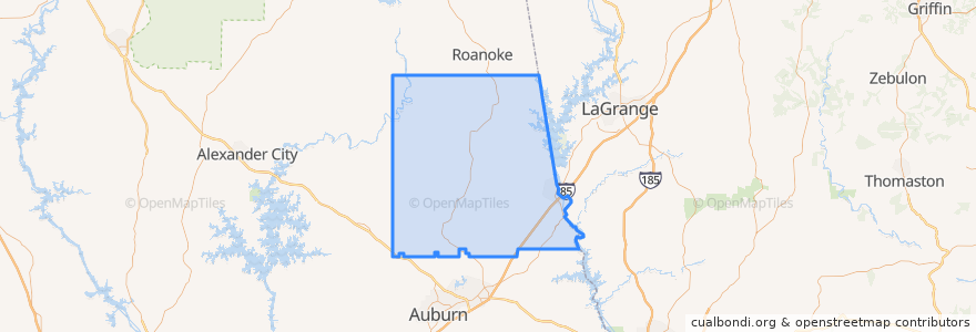 Mapa de ubicacion de Chambers County.