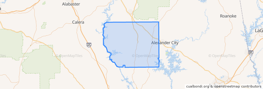 Mapa de ubicacion de Coosa County.