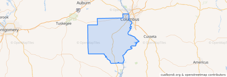 Mapa de ubicacion de Russell County.