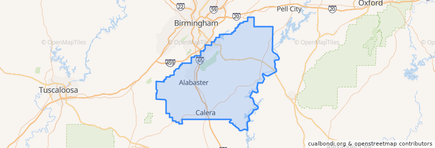 Mapa de ubicacion de Shelby County.