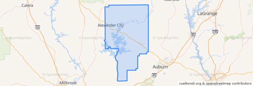 Mapa de ubicacion de Tallapoosa County.