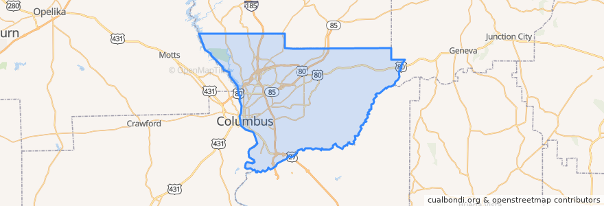 Mapa de ubicacion de Columbus.