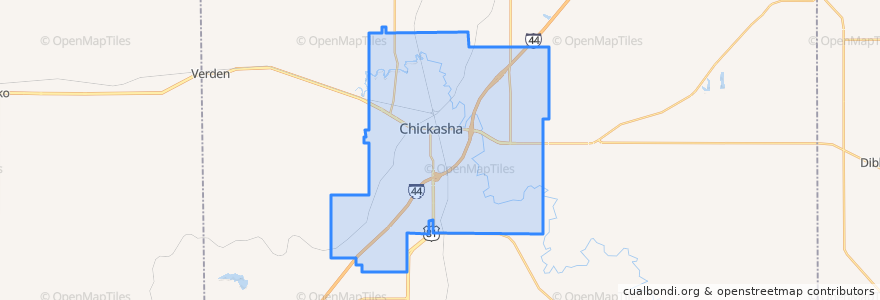 Mapa de ubicacion de Chickasha.