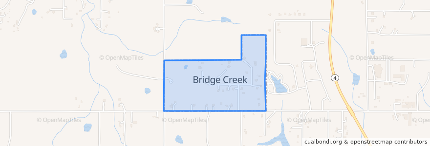 Mapa de ubicacion de Bridge Creek.