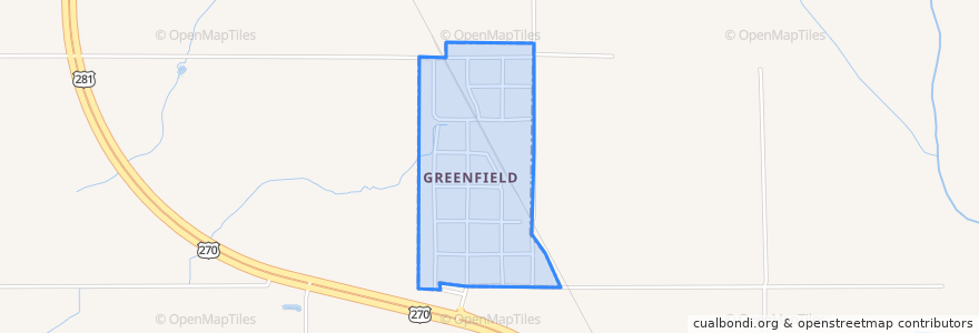 Mapa de ubicacion de Greenfield.