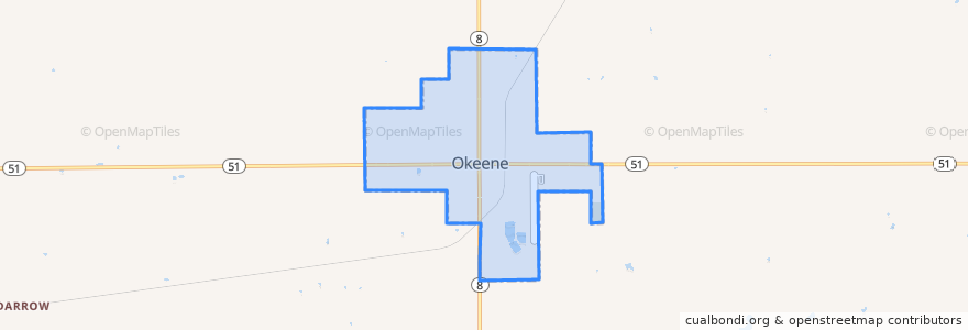 Mapa de ubicacion de Okeene.