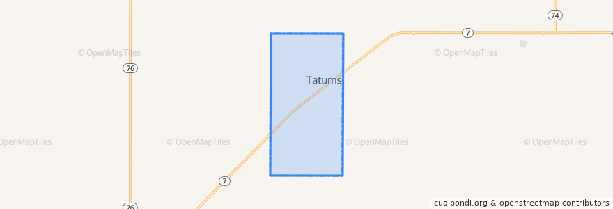 Mapa de ubicacion de Tatums.