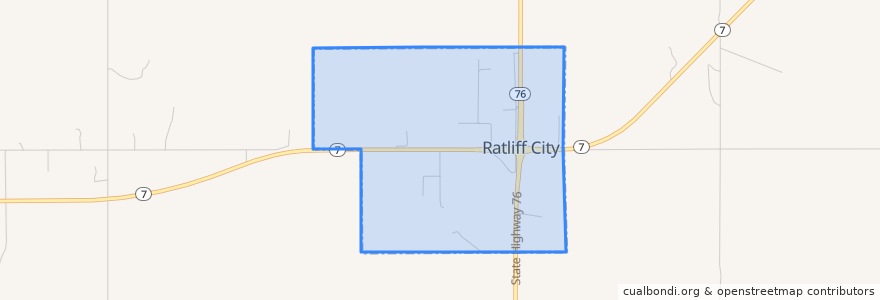 Mapa de ubicacion de Ratliff City.
