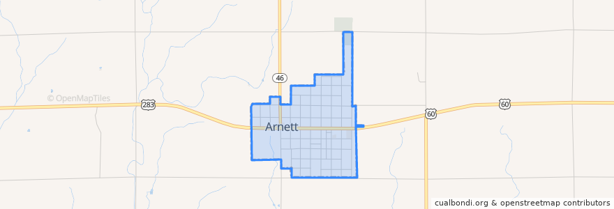 Mapa de ubicacion de Arnett.