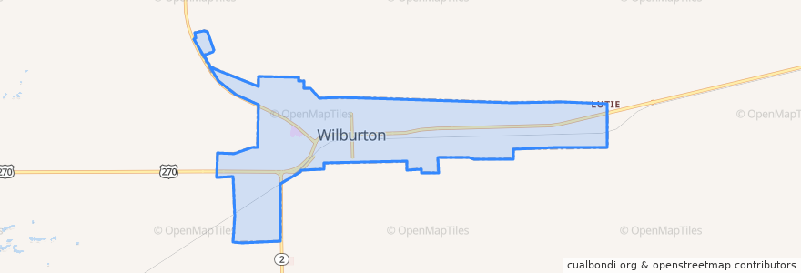 Mapa de ubicacion de Wilburton.