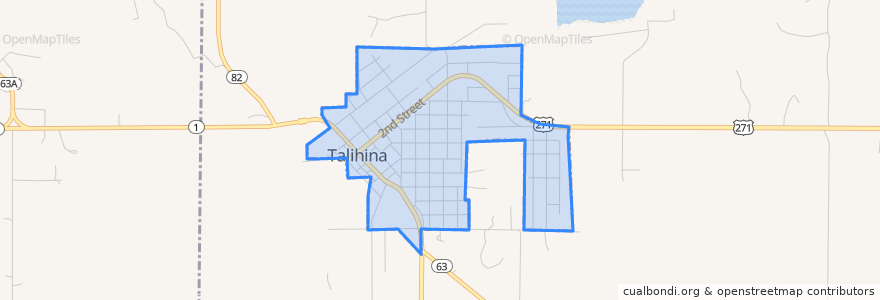 Mapa de ubicacion de Talihina.