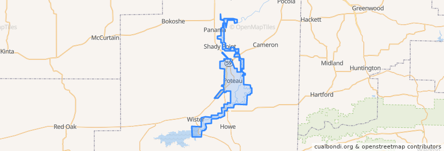Mapa de ubicacion de Poteau.