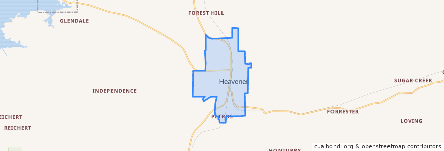 Mapa de ubicacion de Heavener.
