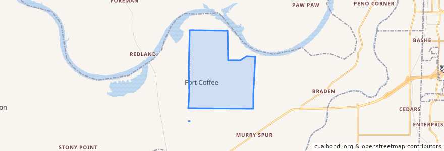 Mapa de ubicacion de Fort Coffee.