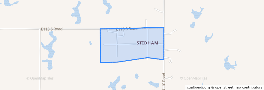 Mapa de ubicacion de Stidham.