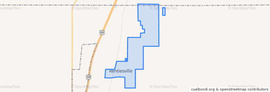Mapa de ubicacion de Rentiesville.