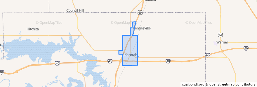 Mapa de ubicacion de Checotah.