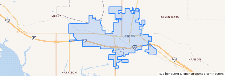 Mapa de ubicacion de Sallisaw.