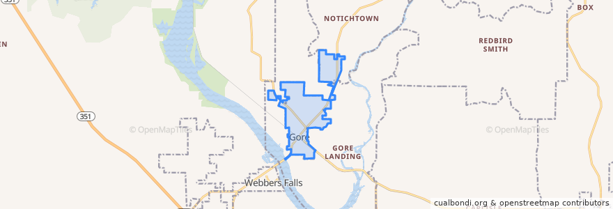 Mapa de ubicacion de Gore.