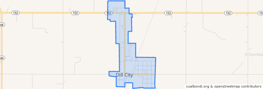 Mapa de ubicacion de Dill City.