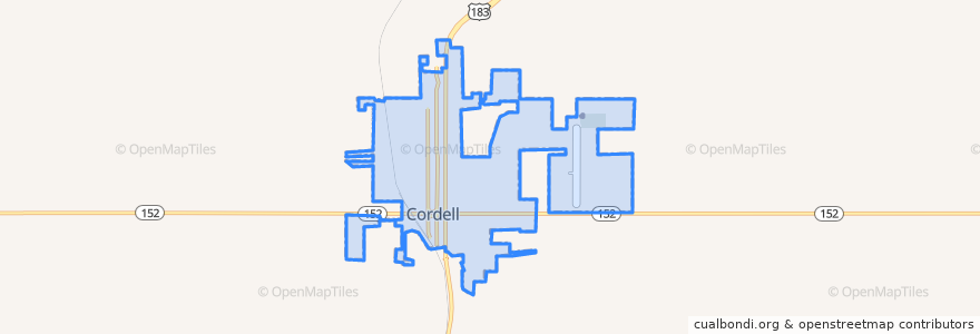 Mapa de ubicacion de New Cordell.