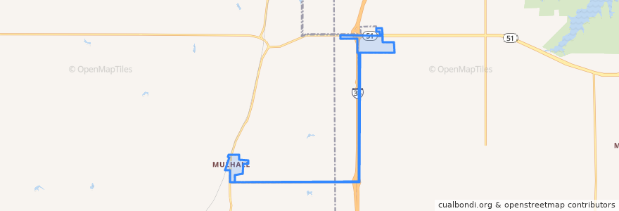 Mapa de ubicacion de Mulhall.