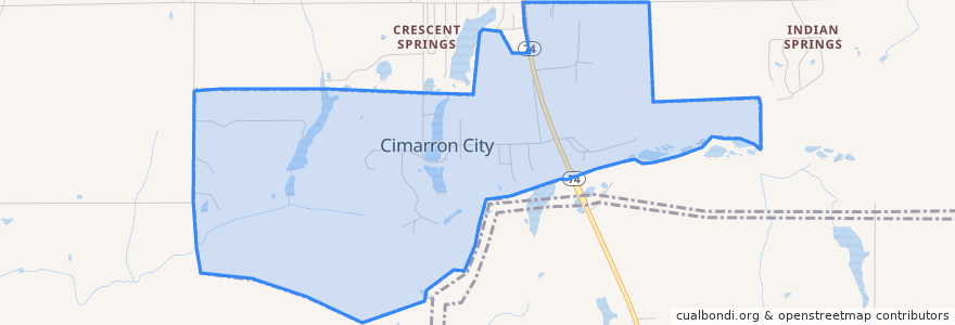 Mapa de ubicacion de Cimarron City.