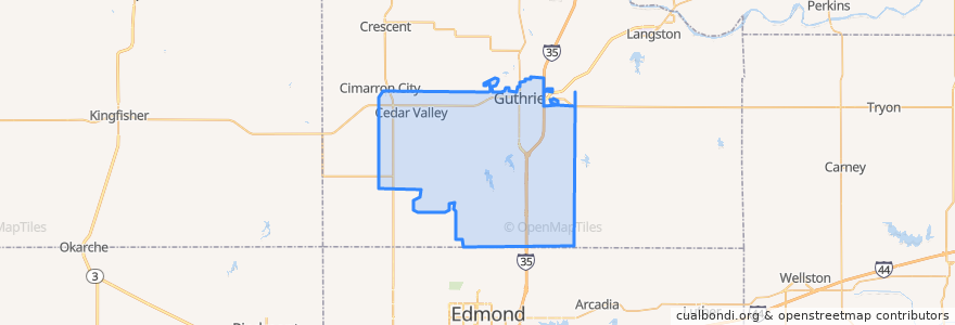 Mapa de ubicacion de Guthrie.