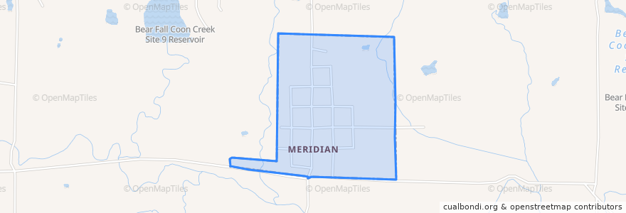 Mapa de ubicacion de Meridian.