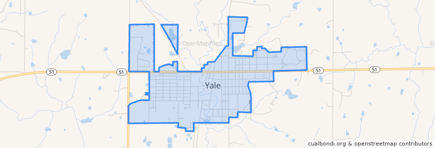 Mapa de ubicacion de Yale.
